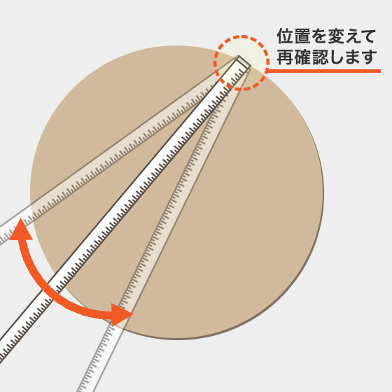 円形のテーブル天板サイズの測り方3