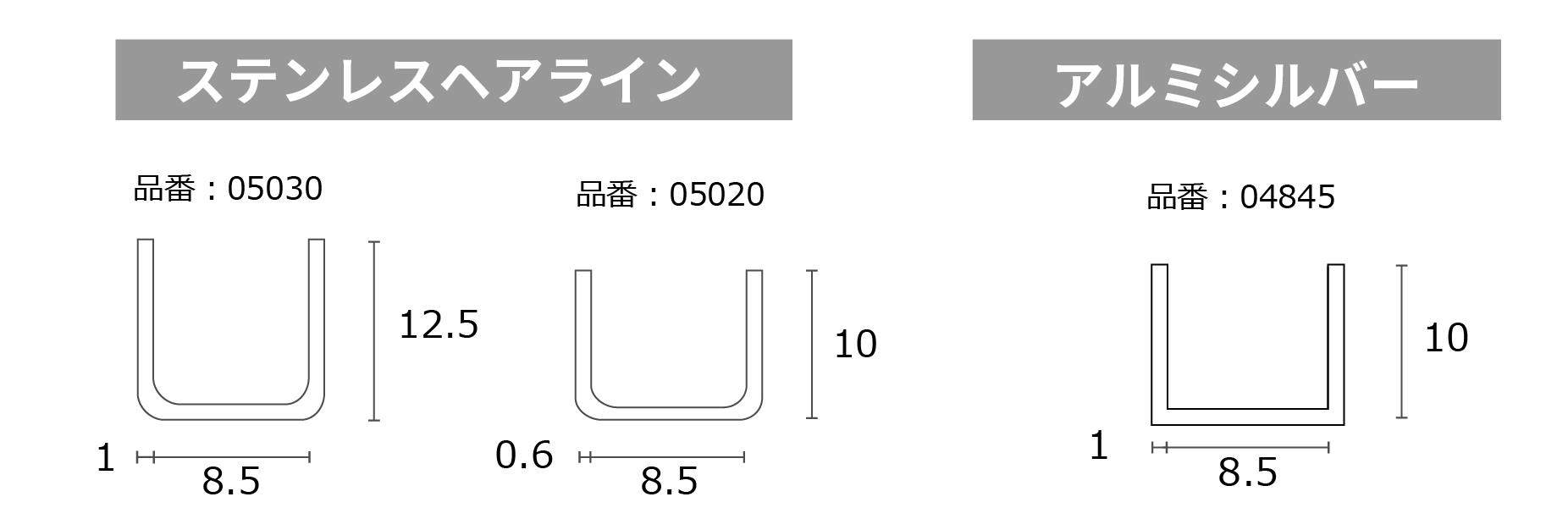 コの字チャンネル 厚み5mm用